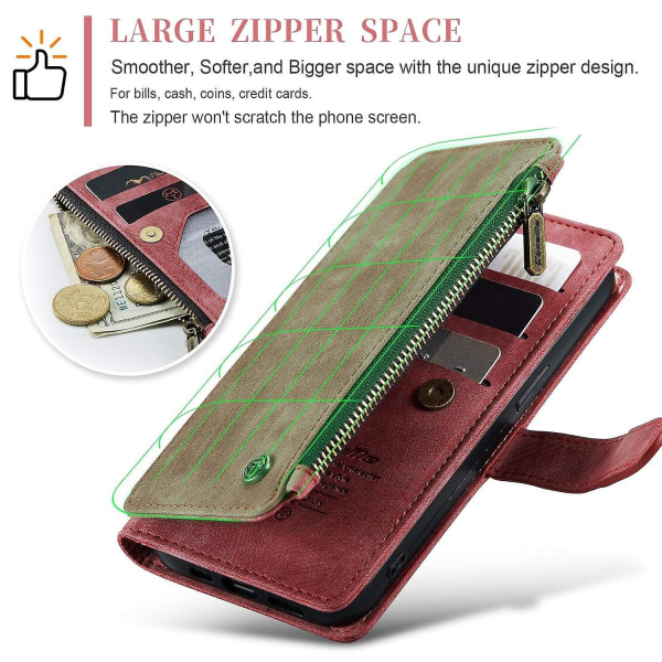 Multifunktionellt case för iPhone 15 Plus Red