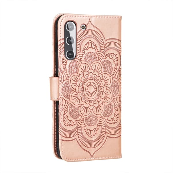 Samsung Galaxy S21 - Mandala Läderfodral - Roséguld