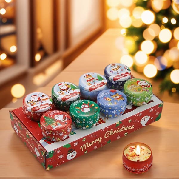 Jule Aromaterapi Lys Fest Dekoration Aromaterapi Gaveæske med Store Bønnevoks Julelys Ledsagergave 43 A 4 piece gift box