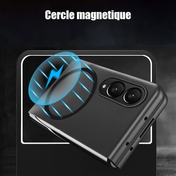 Etui + 2 hærdede glas til Samsung Galaxy Z Fold 8, beskyttelse med magnetring - Sort Sort
