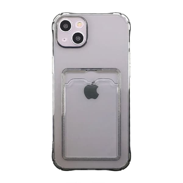 iPhone 15 Stødsikkert Cover med Kortholder - Sort Sort