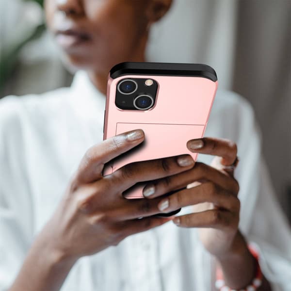 SKALO iPhone 14 Armor Cover Kortholder - Rosaguld