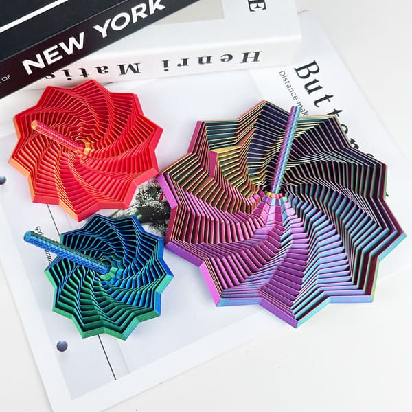 3D-printet stjernefoldende polygonpuslespil til børn, dekompressionslegetøj, spiral gulerodstårn Gold [Medium]