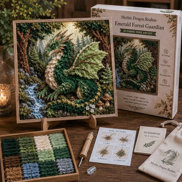 Mythic Dragon Realms 3D-tygkonst-kit Dragon Domain 3D-tyg Emerald Forest Guardian