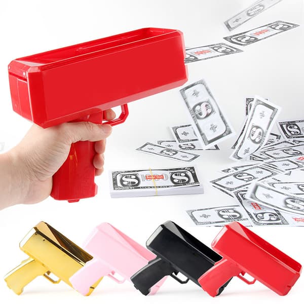 Leksakspistol för pengar, lek med pengapistol Red+100 banknotes