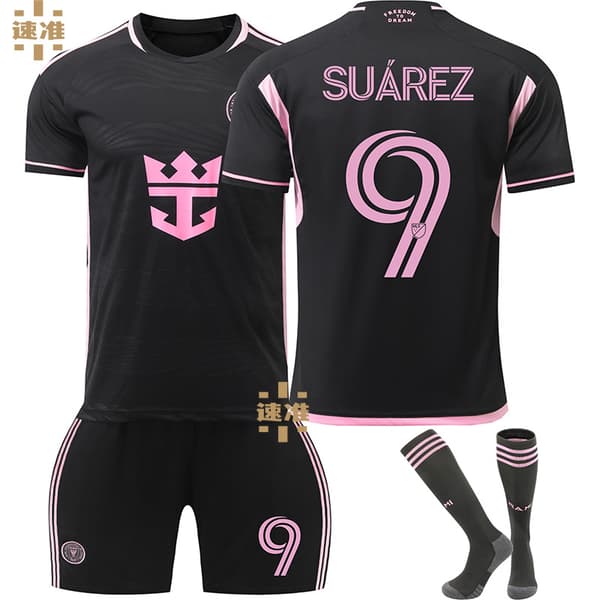2425 Miami Bortedrakt 10 Messi Fotballdrakt 9 Suarez Drak 9 with socks L