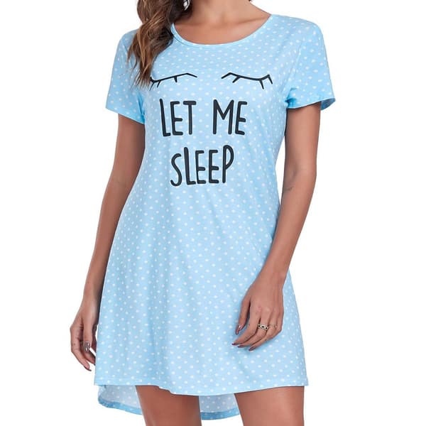 Modeklänningar för damers hemmakläder Light blue polka dot LET ME 2XL