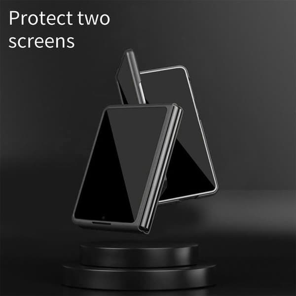 Etui + 2 hærdede glas til Samsung Galaxy Z Fold 8, beskyttelse med magnetring - Sort Sort
