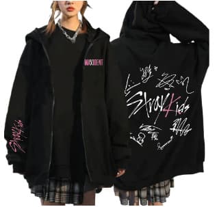 Fasjonabel og trendy hettegenser med glidelås Black 1 4XL