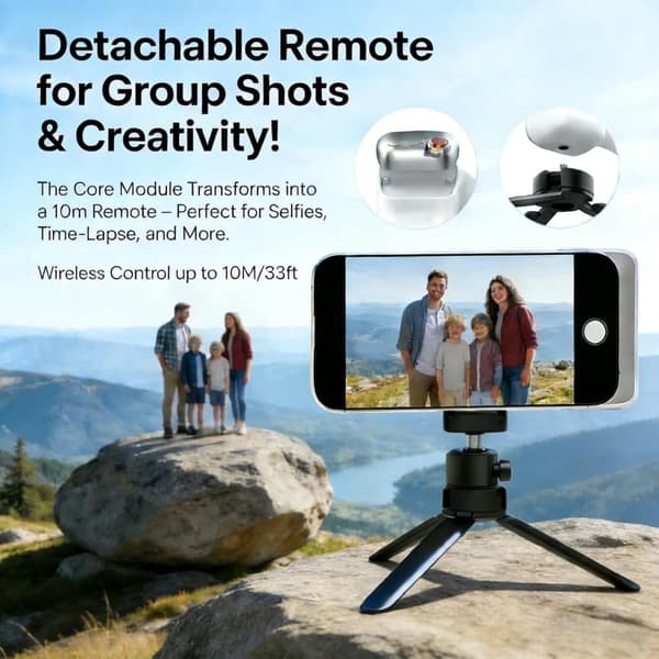 Magnetic Camera Grip for Mobile, MagSafe Phone Holder with Remote Shutter & LED Light Silver Fill Light Silver Fill Light