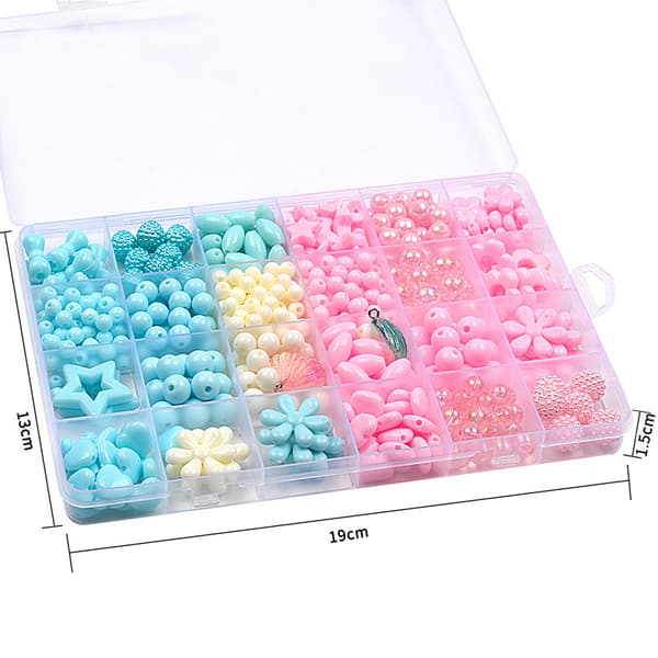 Håndlaget DIY perlematerialpose, kreative armbånd for jenter, armbåndskjede, barnas puslespill edelstenleke 24 Grid Beads Light Candy