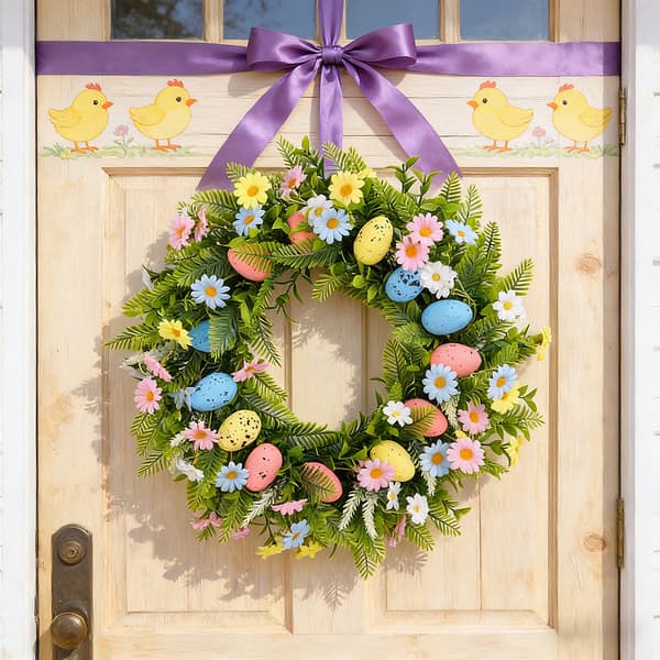 Påskekrans 45cm vår påskeegg bær eukalyptusblad eukalyptuskrans påskeeggdekorasjon H2-7 Easter egg wreath