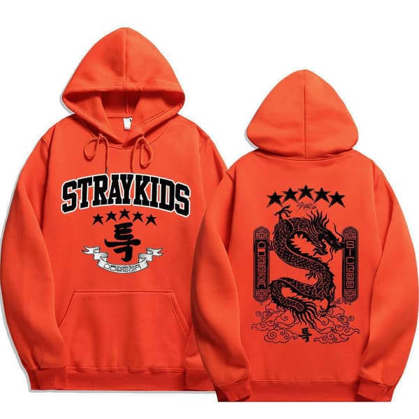 Kpop-gruppe Stray Kids merch Harajuku-trykk høst- og vinterhettegenser Grey cotton S