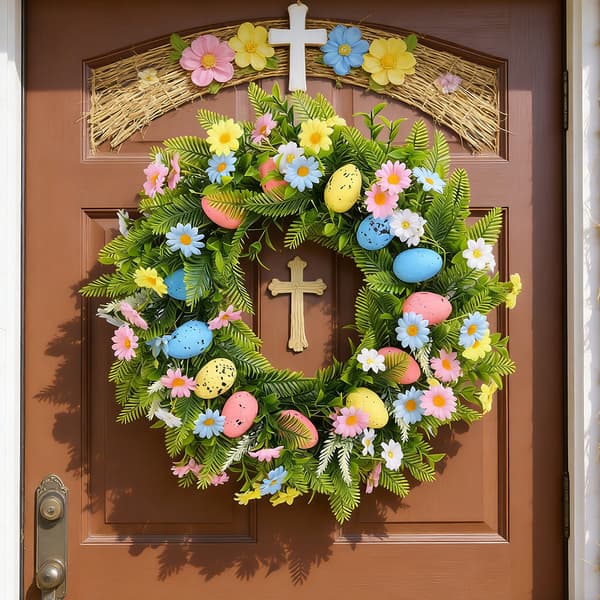 Påskkrans 45cm vår påskägg bär eukalyptusblad eukalyptuskrans påskäggsdekoration H2-7 Easter egg wreath