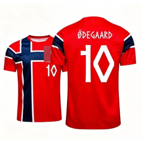 2026 Norge Hemmatröja Fotbollströja – Vuxen- och Barnstorlekar Nr. 10 Ødegaard No. 10 Ødegaard S