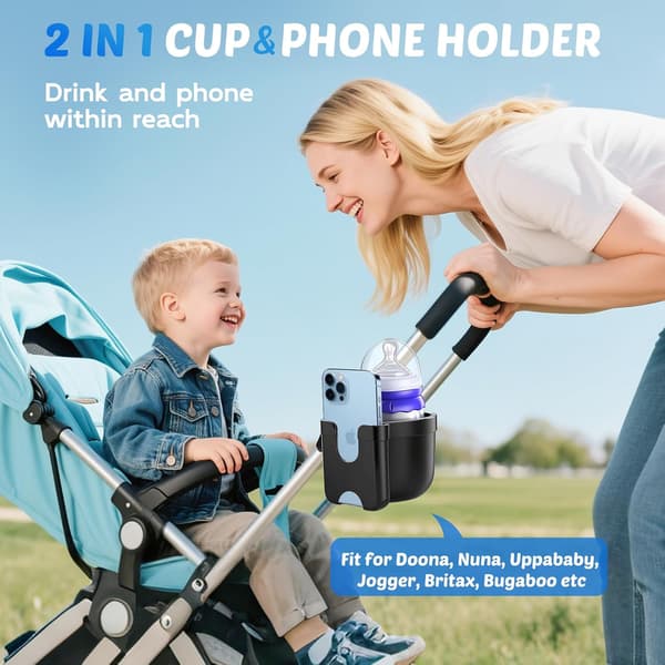 Stroller Holder with Cell Phone Holder, Universal for Wheelchair, Walker, Bicycle, Stroller