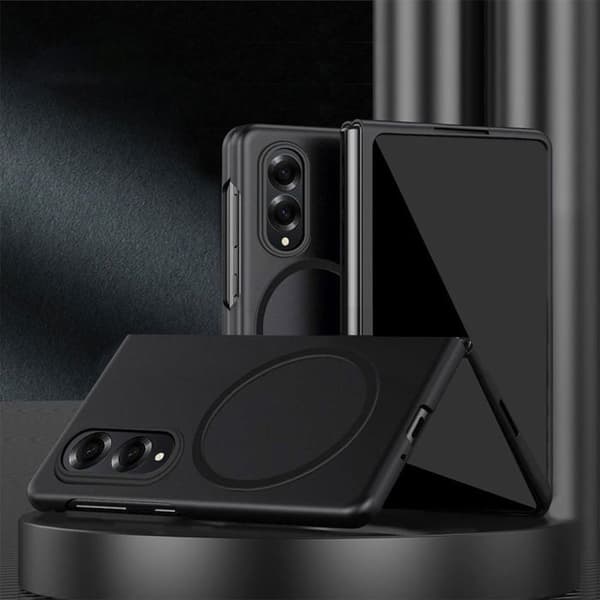 Etui + 2 hærdede glas til Samsung Galaxy Z Fold 8, beskyttelse med magnetring - Sort Sort