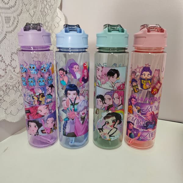 Monster Hunt Tecknad Sugrör Vattenflaska Stor Kapacitet Studsande Transparent Plast Vattenkopp Rymdkopp 800ml Blue 800ml