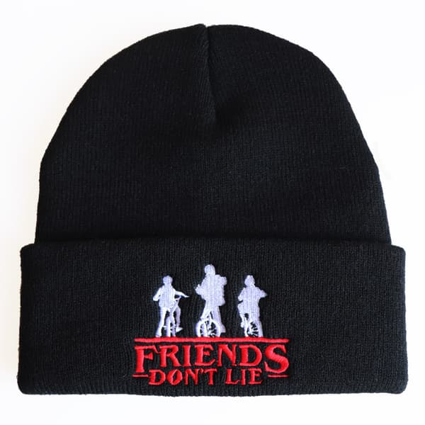 Stranger Things: Alfabet Broderad Stickad Mössa, Stickad Mössa, Stickad Mössa, Huvmössa Lie red adjustable