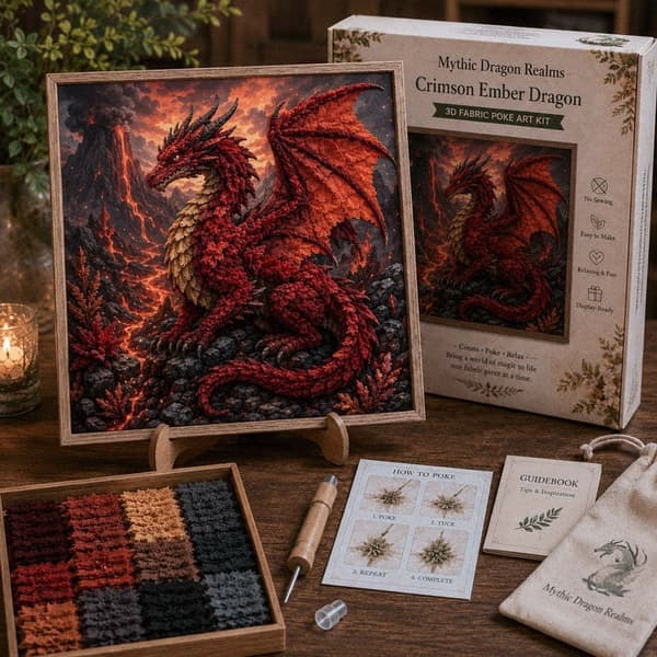 Mythic Dragon Realms 3D-tygkonst-kit Dragon Domain 3D-tyg Obsidian Moon Dragon