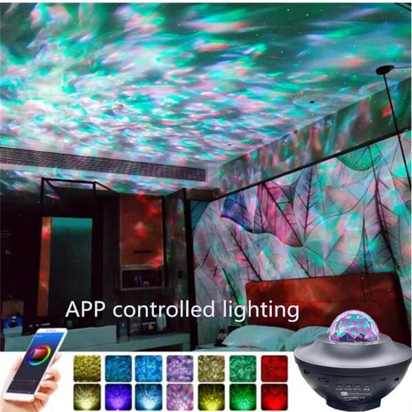 Astronaut Stjernehimmel Projeksjonslys Aurora Bluetooth APP Atmosfærelys USB Black Bluetooth Northern Lights