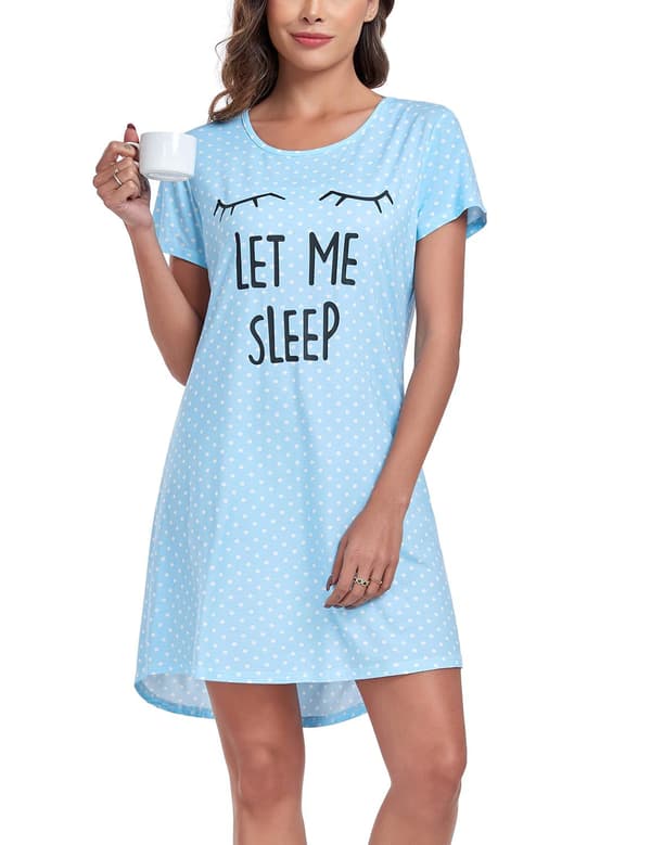Modeklänningar för damers hemmakläder Light blue polka dot LET ME M
