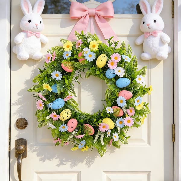 Påskekrans 45cm vår påskeegg bær eukalyptusblad eukalyptuskrans påskeeggdekorasjon H2-7 Easter egg wreath