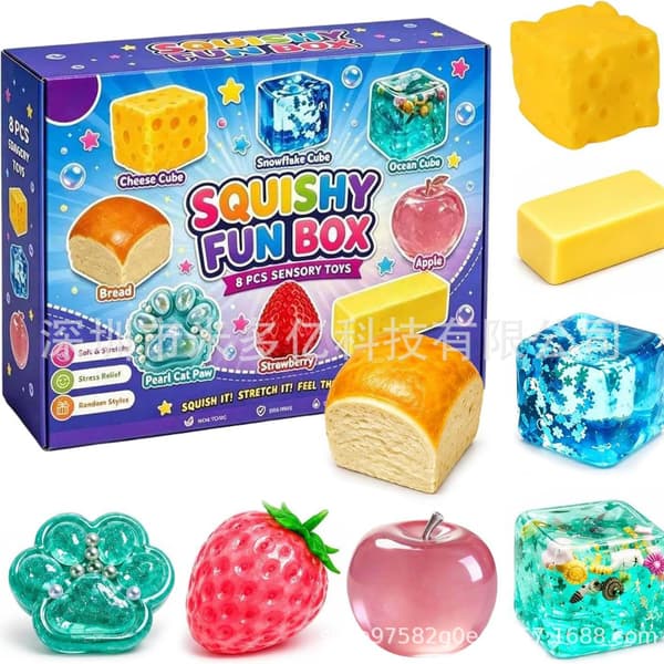 Fidget Squishy-boks Mystisk Maltose Klem-leke Sakte Gjenopprettende Blindboks Blue A model 8pcs small size