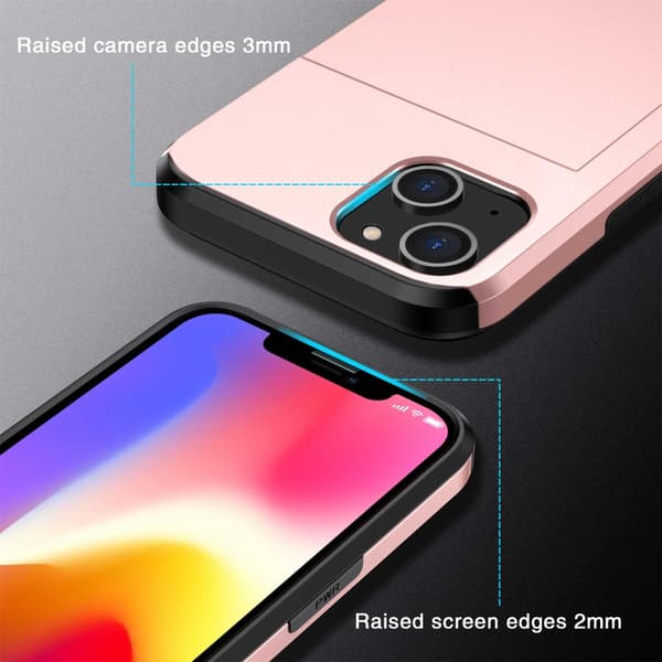SKALO iPhone 14 Armor Deksel Kortholder - Rosegull