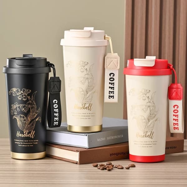 Kaffekopp 316 rustfritt stål isolert kopp white rose 500ml