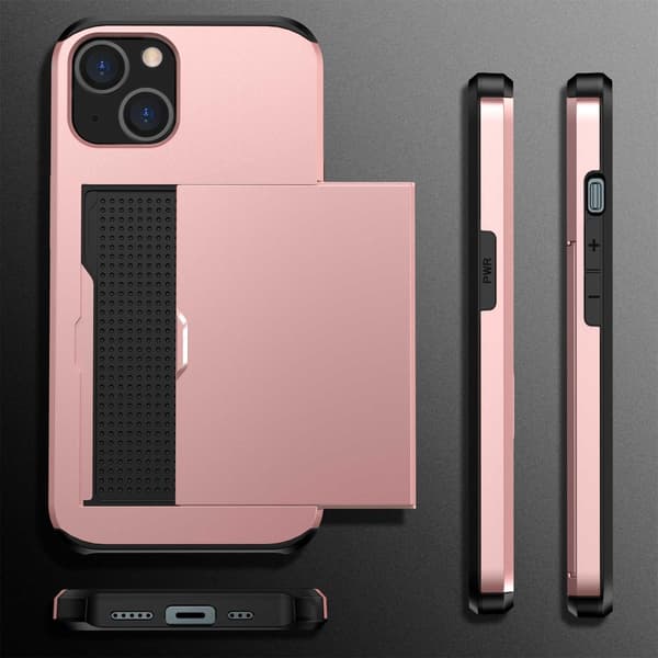 SKALO iPhone 14 Armor Deksel Kortholder - Rosegull