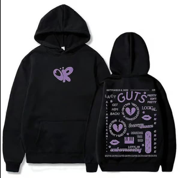 Guts Olivia Rodrigo Hettegenser Høst/Vinter - Perfekt svart black 3XL