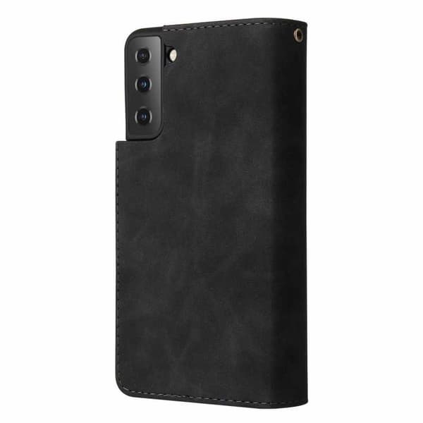 Samsung S21 Multifunctional Wallet Case Zipper 8-Compartment Black Svart