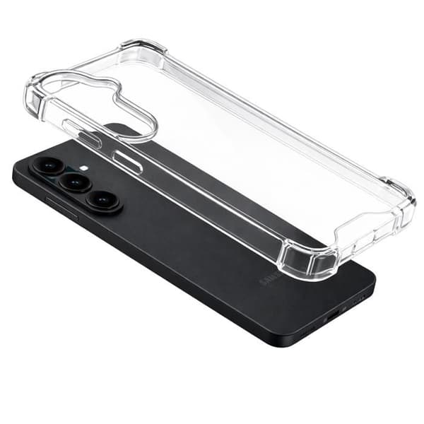 Shockproof case for Samsung Galaxy S26 and 2 tempered glass screen protectors and 2 camera protectors Phonillico® Transparent