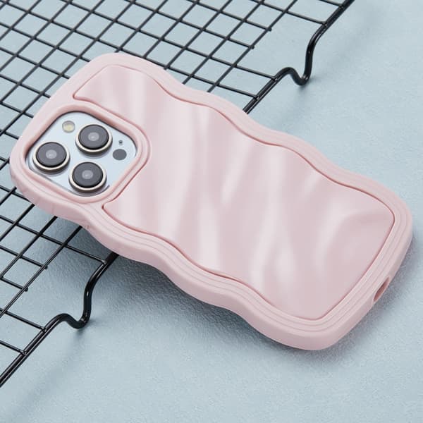 iPhone 14 Pro Mobilskal Bølget Tekstur Rosa