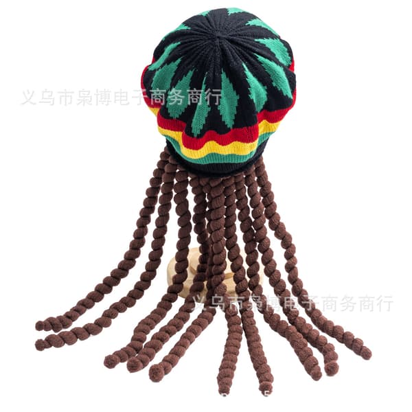 Cosplay flätad basker Jamaican reggae-hatt trer one size fits all