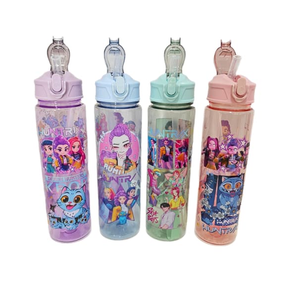 Monster Hunt Tecknad Sugrör Vattenflaska Stor Kapacitet Studsande Transparent Plast Vattenkopp Rymdkopp 800ml Blue 800ml