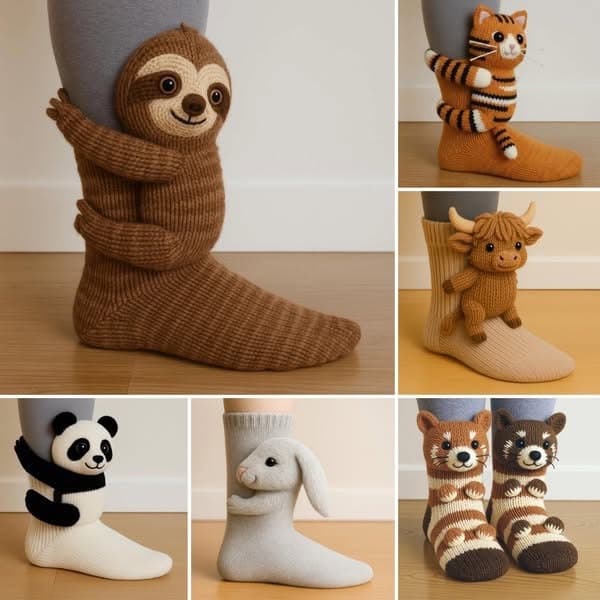 Dyresokker Jul Strikkede Gulvsokker Varme Sokker Søde Efterår/Vinter Gulvsokker Ground socks sloth