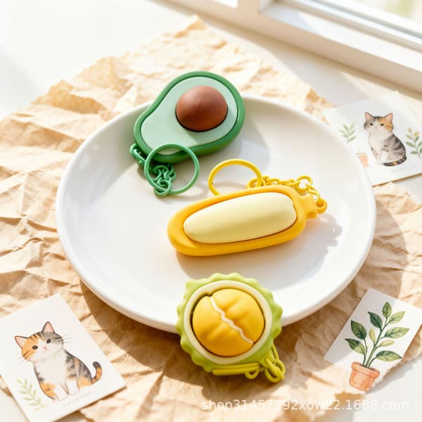 Dekompression nyckelring simulering frukt mat pressleksak student kontorsarbetare stresslindrande hänge Avocado decompression button