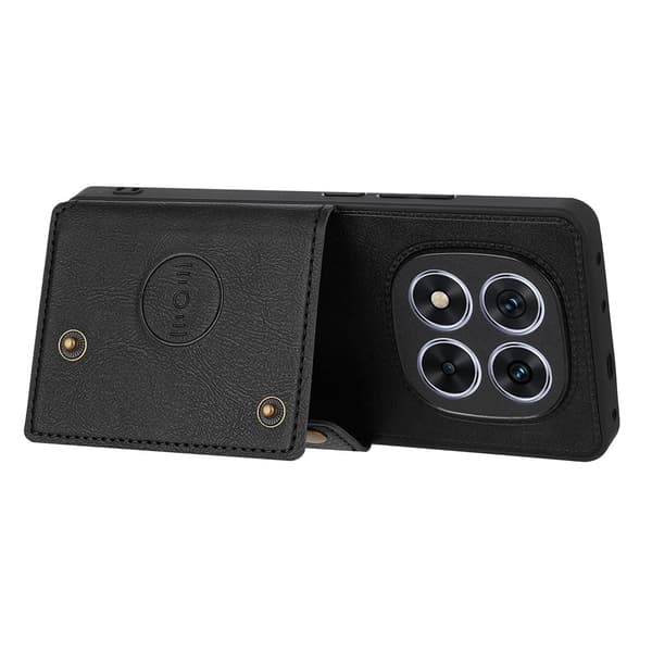 SKALO PU-læder 2-kortlomme cover til Xiaomi Redmi Note 15 Pro 5G - Sort Sort