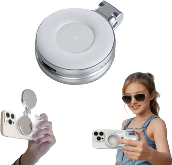 Magnetic Camera Grip for Mobile, MagSafe Phone Holder with Remote Shutter & LED Light Silver Fill Light Silver Fill Light