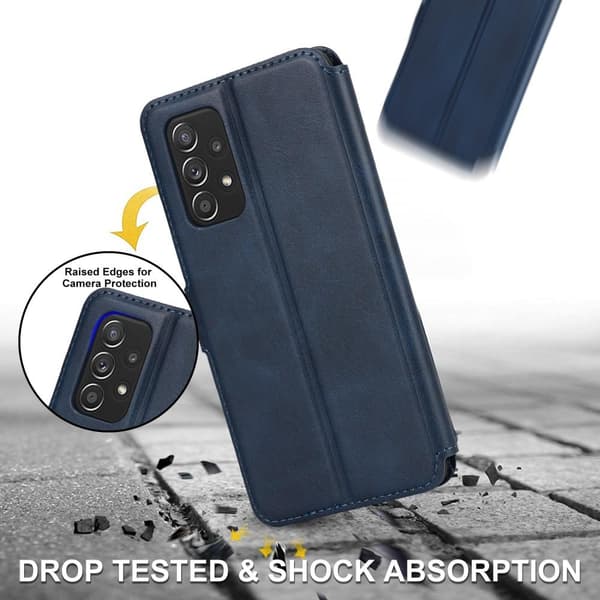 SKALO Samsung A53 5G Premium Cut Plånboksfodral - Blå Blå