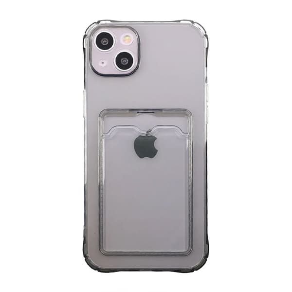 iPhone 15 Stødsikkert Cover med Kortholder - Sort Sort