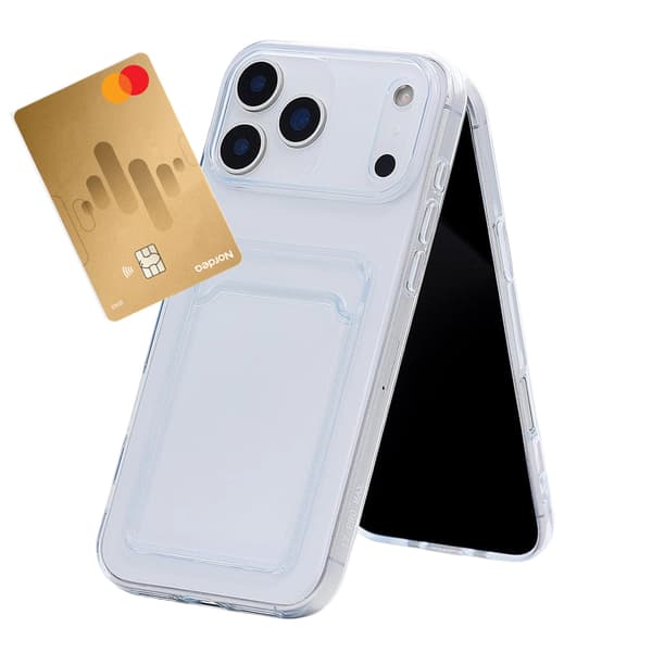 1SWEDEN deksel til iPhone 17 Pro - mobildeksel kortholder spor TPU Transparent