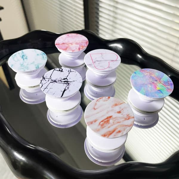 6-pack telefonhållare med Pop Socket-stativ, 360° roterande självhäftande telefonhållare