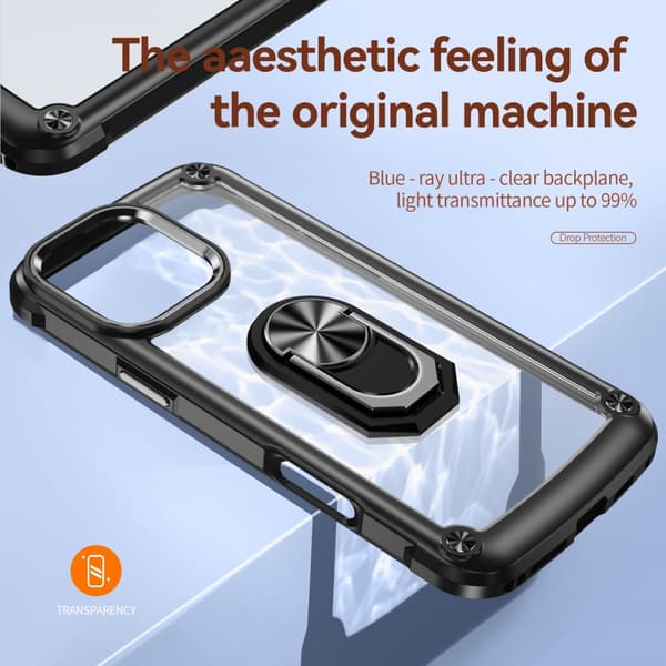 iPhone 16 Pro Max Deksel Støtsikkert Ring Hybrid Svart