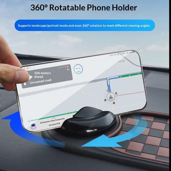 Dashboard Anti-Slip Mat With Phone Holder 360-Degree Rotation Bi Brown Brown