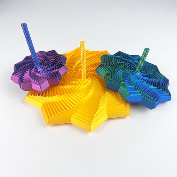 3D-printet stjernefoldende polygonpuslespil til børn, dekompressionslegetøj, spiral gulerodstårn Laser Blue Purple [Medium]