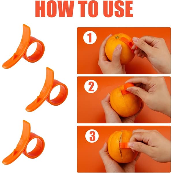 Snail Finger Ring Orange Peeler - 10-pack, Creative Citrus Fruit Peeling Tool, Easy and Efficient