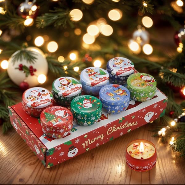Jule Aromaterapi Lys Fest Dekoration Aromaterapi Gaveæske med Store Bønnevoks Julelys Ledsagergave 78 B 4 piece gift box